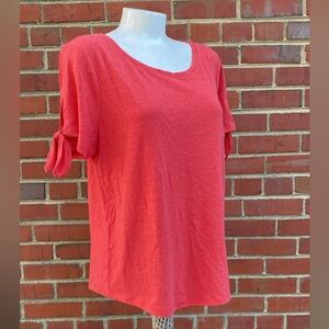 Talbots Red   Short Sleeve Women's T-Shirt L | bow Sleeves ( A 18 )